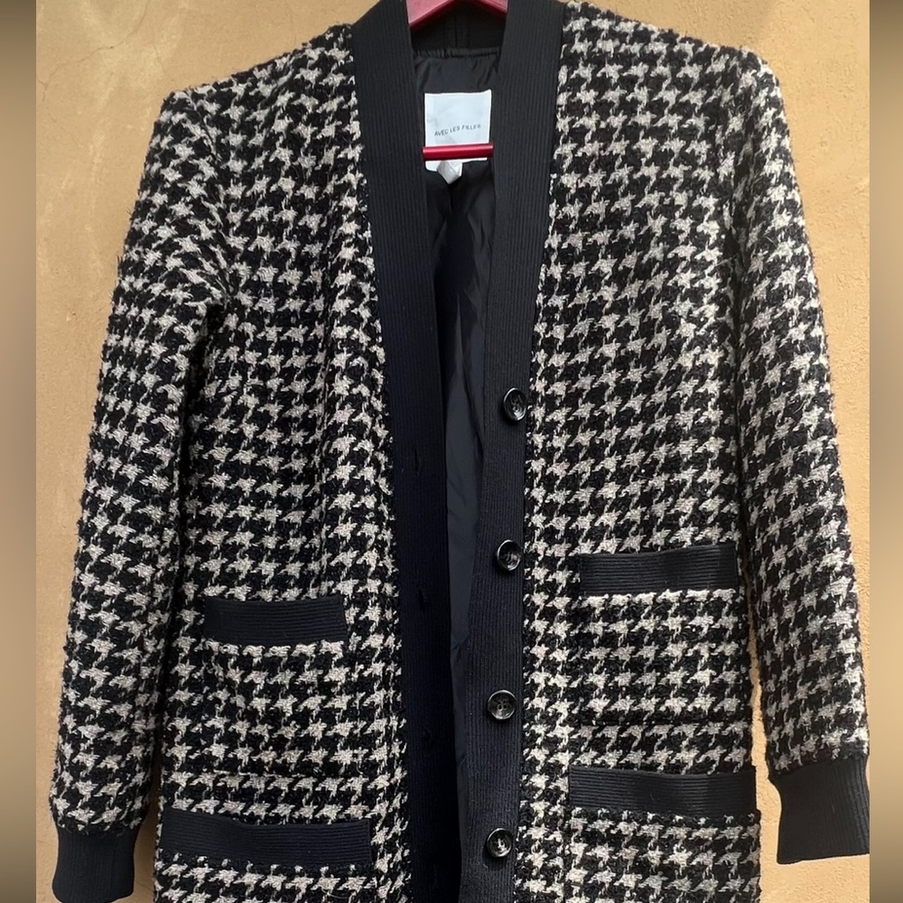 Avec Les Filles Black and White Houndstooth Cardigan - Picture 3 of 9
